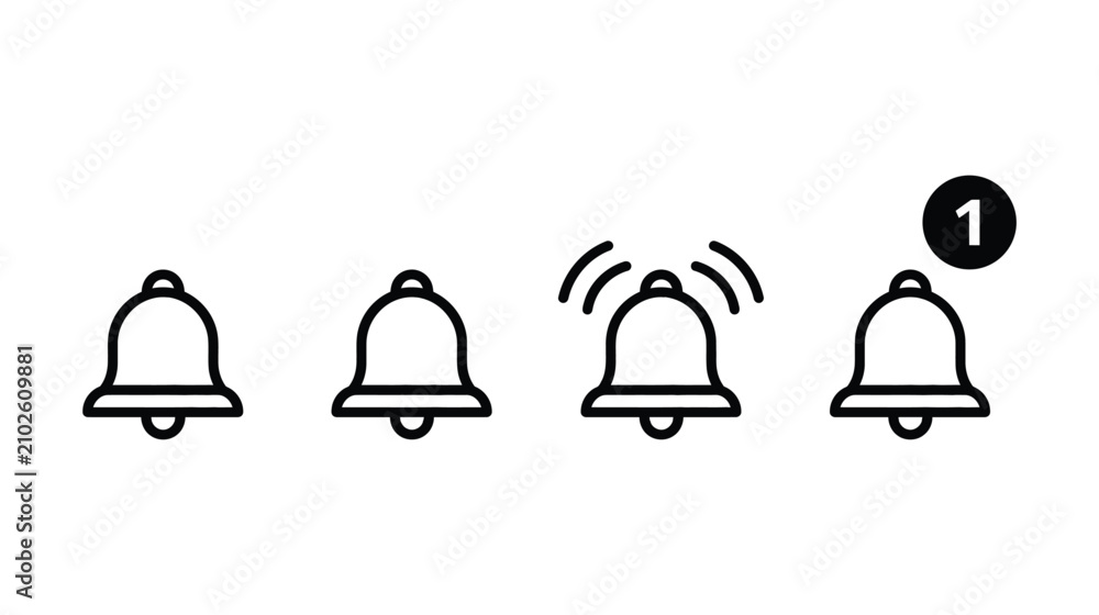 Fototapeta premium Bell vector icon set showing notification status