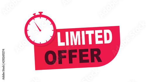 Limited Offer pink label with alarm clock icon