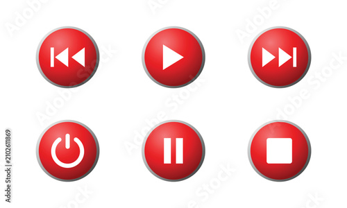 Media player controls play pause stop skip icons