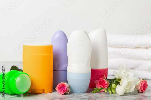 Antiperspirant deodorant on a colored background. Cosmetic product for reducing sweating. Personal hygiene, body care, and toiletries concept. Close-up. Natural organic citrus deodorant 