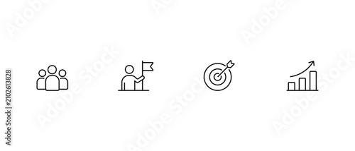 People line art icons, people, victory, goals, achievement 