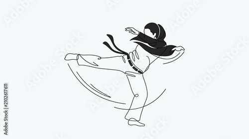 Martial artist executes a powerful side kick while wearing a traditional uniform and a black belt.