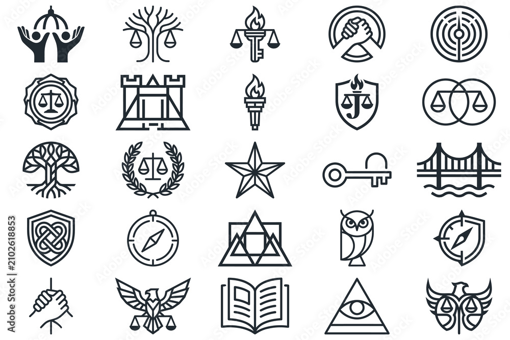 Fototapeta premium icon set law firm logo collection , justice logo set , black and white background 