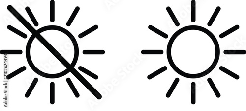 Cuadro en lienzo Sun and no sun icon set isolated on white background