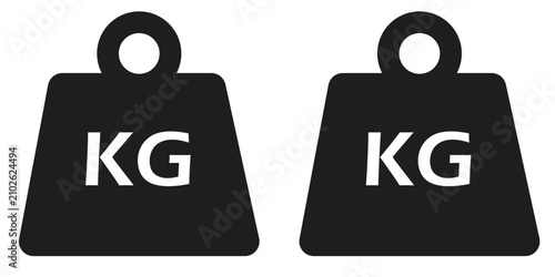Kilogram weight icon set in two styles . KG weight icon . Scale icon vector
