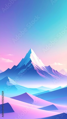 a mountain landscape with a pink sky and a pink sky