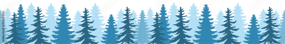 Obraz premium Winter Pine Forest Silhouette