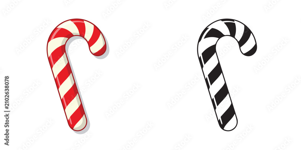 Obraz premium Vector set of Christmas candy canes on a white background