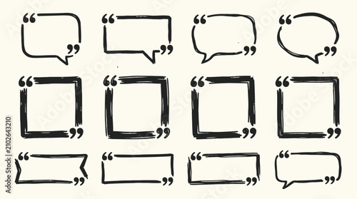 A collection of hand-drawn speech bubbles and quote boxes on a white background