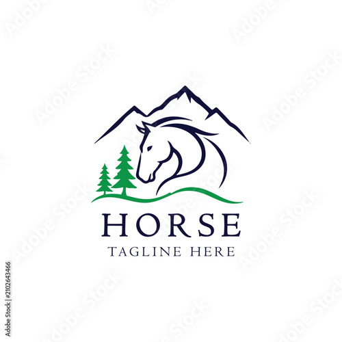 vector illustration of face horse logo silhouette.