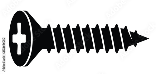 Obraz na płótnie “Screw Icon Vector – Black Silhouette Hardware Fastener Illustration Design”
