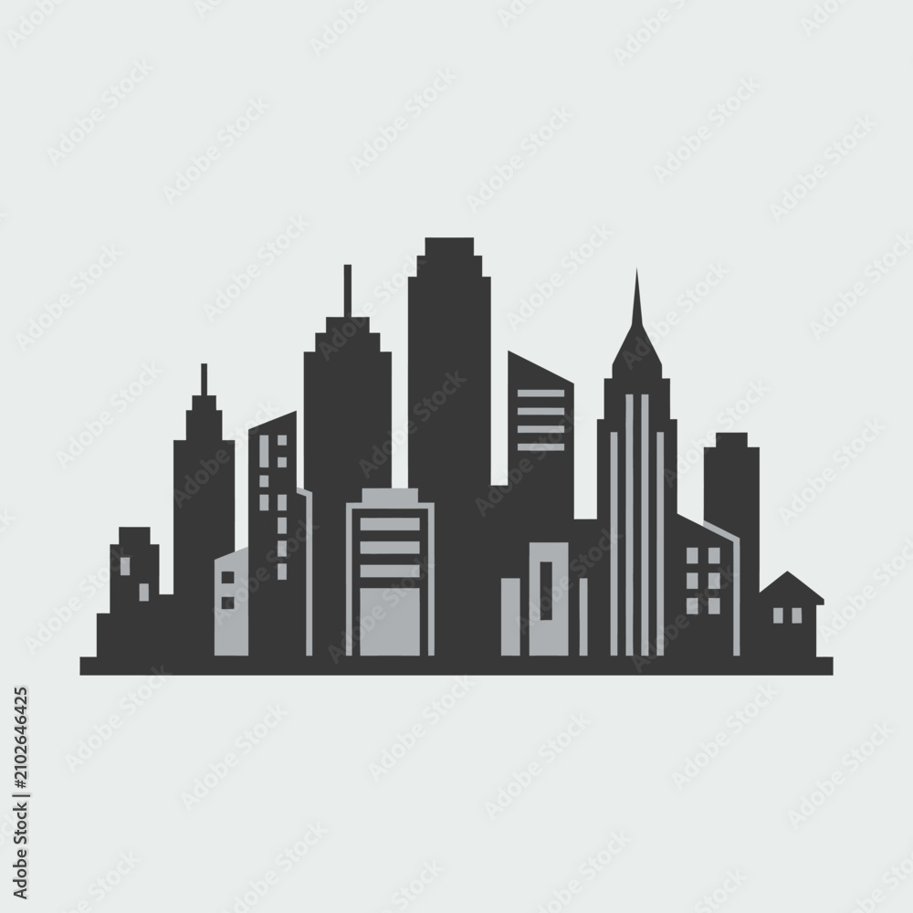 Obraz premium A minimalist graphic illustration of a modern city skyline silhouette