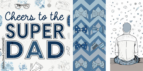 Cuadro en lienzo super dad tribute collage bow ties sunglasses