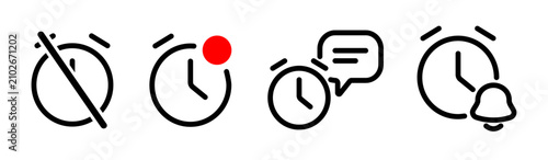 Φωτογραφία Set of alarm clock outline icons isolated on transparent background