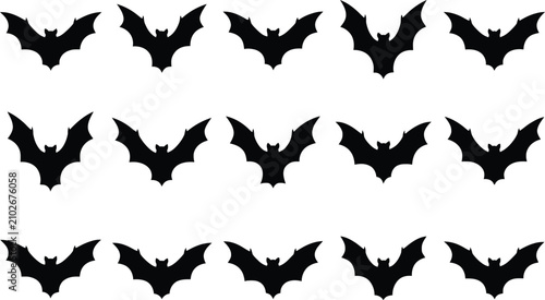 Black bat silhouettes pattern halloween decorations and spooky design elements