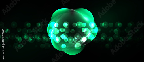 Фотография Green abstract form dominates dark background