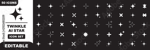 Foto Twinkle AI star icon set vector, sparkle, shimmer and glowing artificial intelli