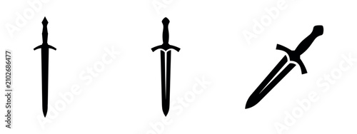 Cuadro en lienzo Medieval Knight Swords Silhouettes Set