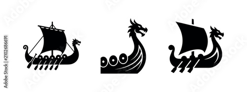Photos Viking Longship Icons Set