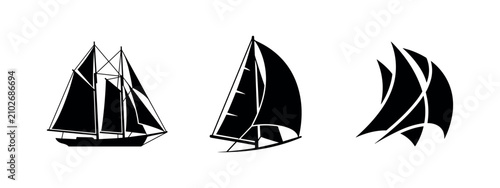 Foto Schooner Sailing Boat Icons Set