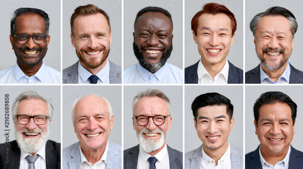 Fototapeta premium Mixed Age Business Men Passport Collage