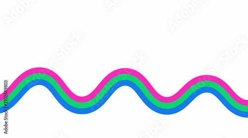 Colorful Abstract Wavy Lines Graphic Design Featuring Vibrant Pink Green and Blue Flowing Shapes on a Minimal White Background