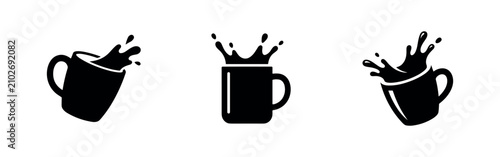 Картината върху платно Splashing Mug Icon Set