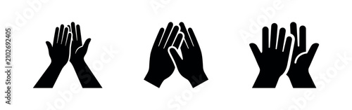 Canvas Print Set of praying hands icons, symbols of prayer, spirituality, and hope