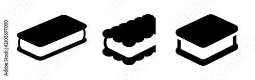 Bild auf Leinwand Ice cream sandwich silhouettes set, frozen cookie dessert icons, sweet treat vec