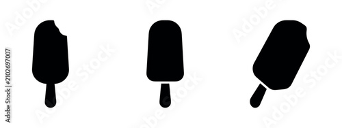 Tableau sur toile Ice cream bar and popsicle silhouettes set, frozen treat on a stick icons