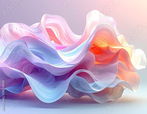 Vibrant colorful fabric wave design element.