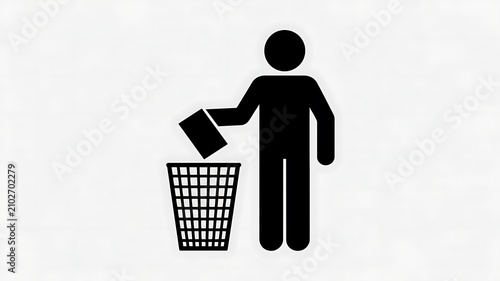Person throwing trash into a waste bin icon