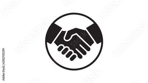 Handshake icon symbolizes partnership and successful business agreements within a corporate setting.