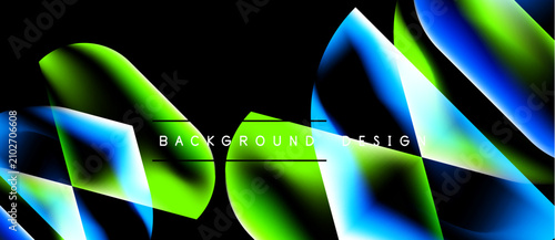 Fotografie Abstract neon shapes overlap, creating dynamic flow