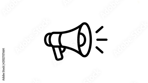 Black outline megaphone icon for marketing and announcement