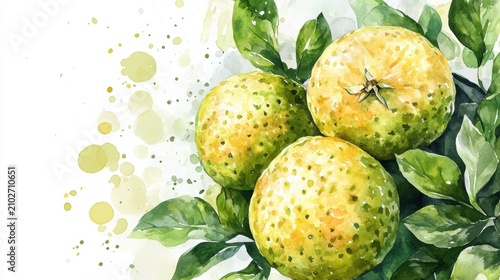 watercolor breadfruit white background