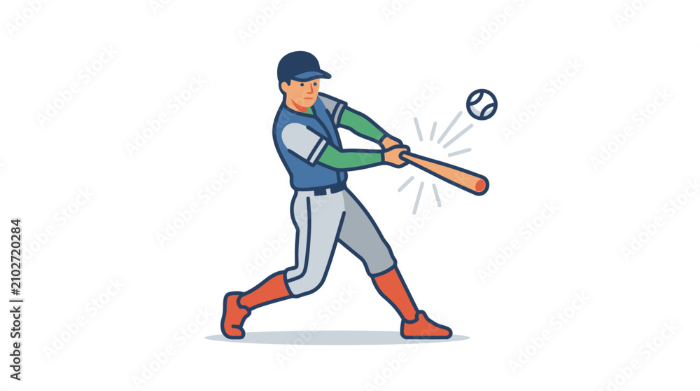 Fototapeta premium Baseball Player Hitting Ball with Bat.