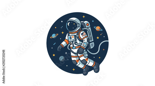 Bild auf Leinwand Astronaut in Space Suit Floating in Orbit.