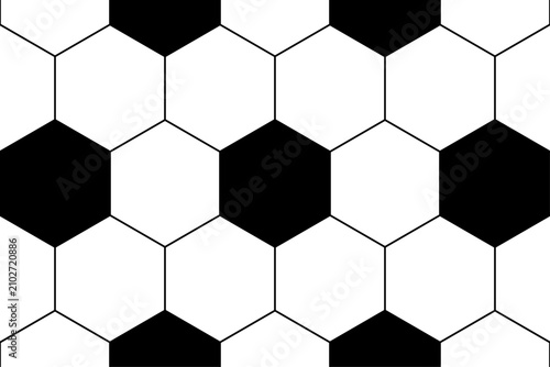 Soccer ball inspired black and white hexagon pattern background