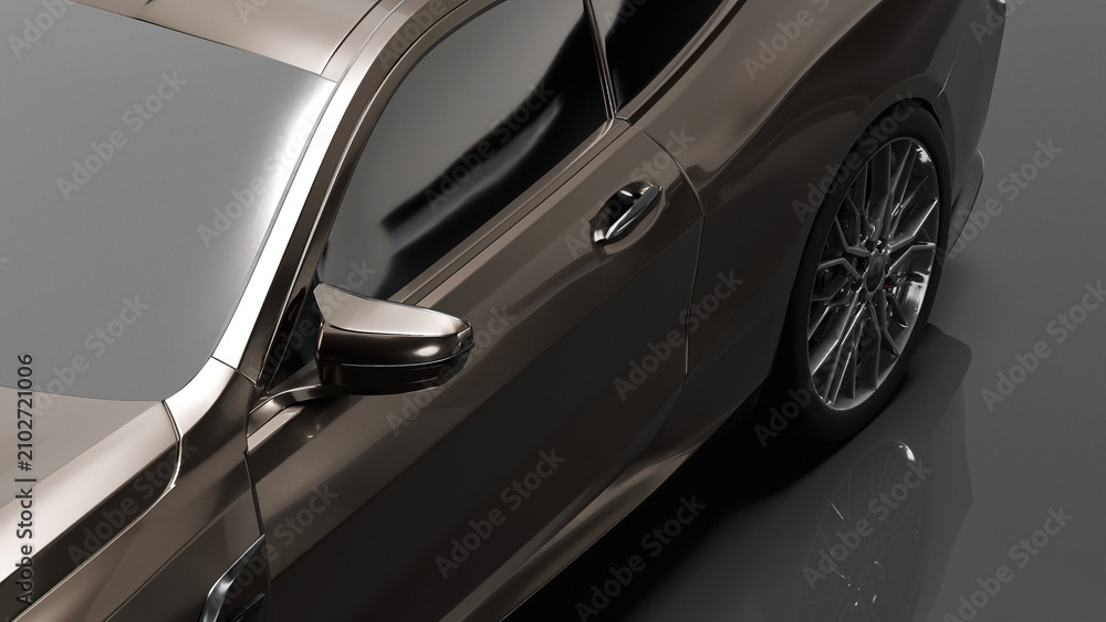 Fototapeta premium 3d rendering car brown paint top view