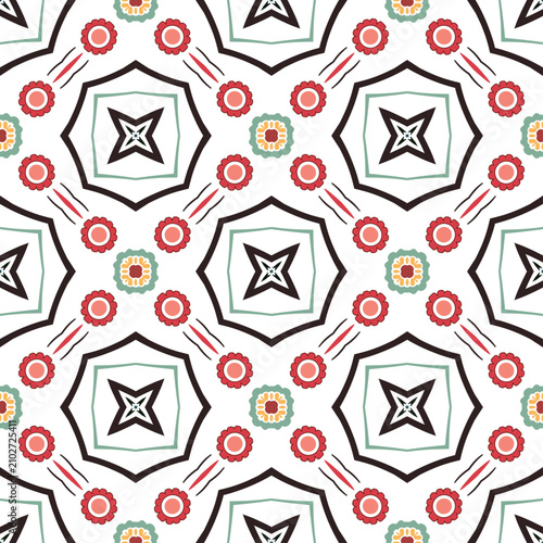 Seamless watercolor floral pattern with red flowers and folk ornaments Elegant seamless kaleidoscope floral pattern in pastel pink and maroon