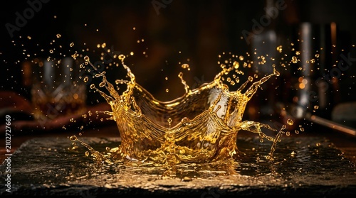 Golden Liquid Splash Frozen in Time.