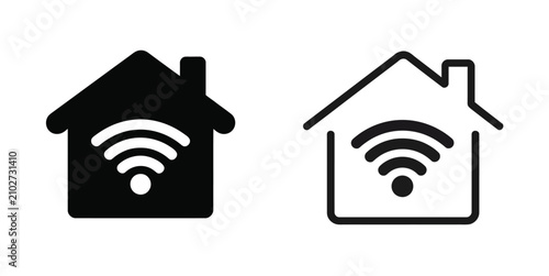 Foto Smart home icon set, house symbols with wifi internet signal, connectivity and m