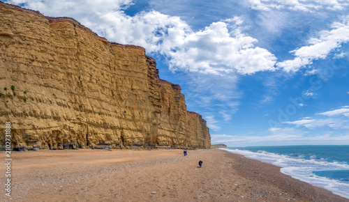 Cuadro en lienzo Walking along the stunning West Bay East Cliffs, Jurassic Coast, Dorset, England