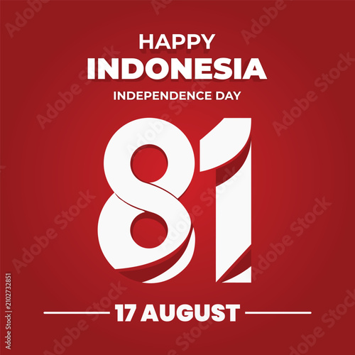 81st Anniversary Poster with Modern Number Typography for Indonesia