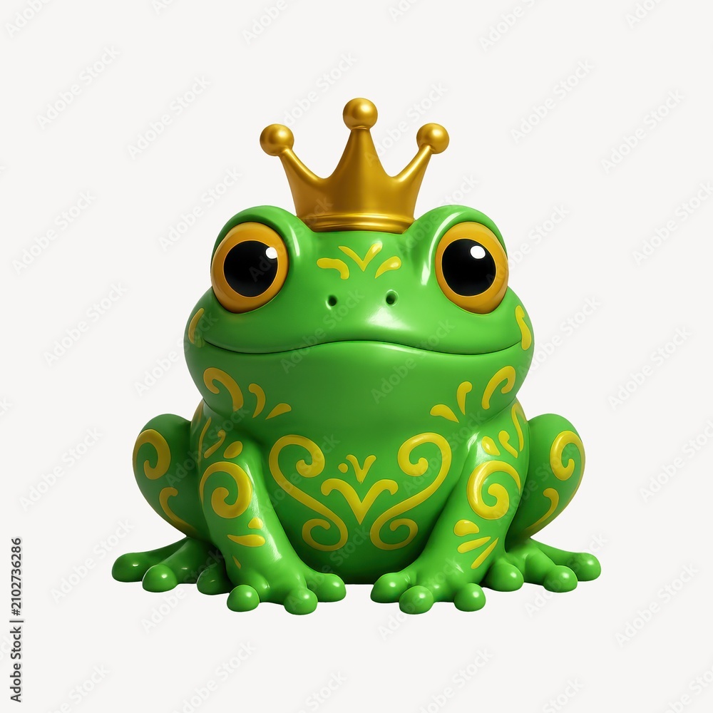 Obraz premium Whimsical crowned frog illustration.