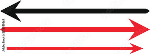 Fotografía Opposite direction arrows in black and red on white background indicating contra