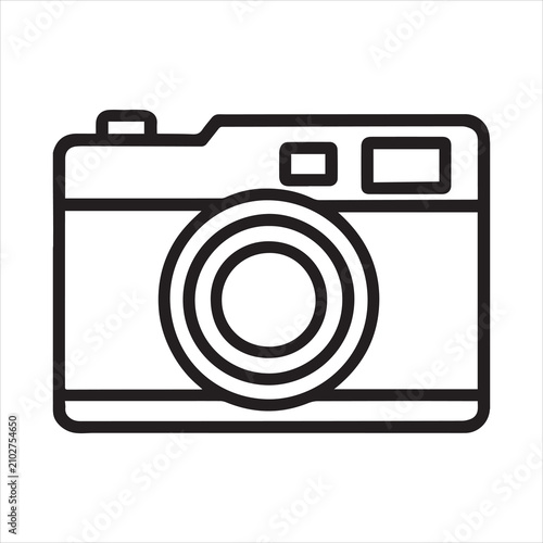 Tableau sur toile Rangefinder camera outline icon vector.