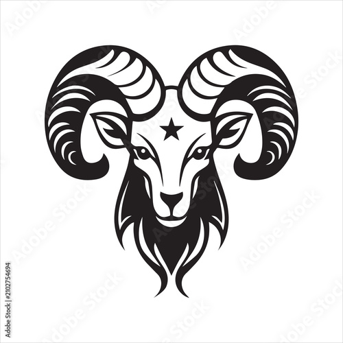 Tableau sur toile Aries zodiac star sign simple abstract logo.
