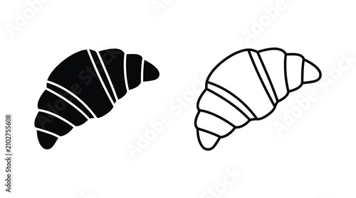 Fotografía Minimalist croissant icons silhouette and outline design for bakery, pastry, and